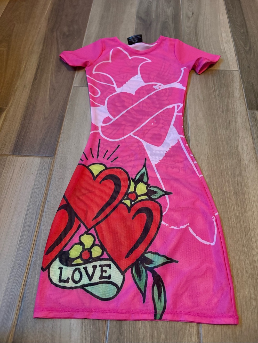 Ed Hardy Pink & Red Heart Swim Coverup